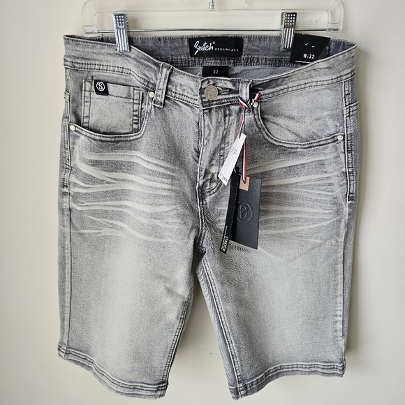 Skinny Fit Men's Gray Shorts with Stretch Size 32 - Picture 3 of 14